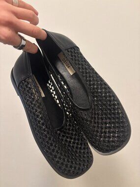 Shop Peche Kika Flat Black Mesh Flats